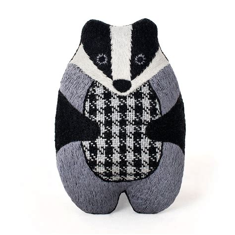 Hand Embroidered Plushie Doll Kit - Badger - Stitched Modern