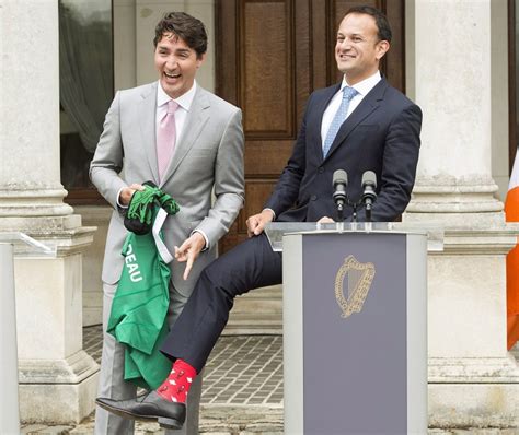 Irish leader shows off socks with maple leaves, Mounties to Justin ...