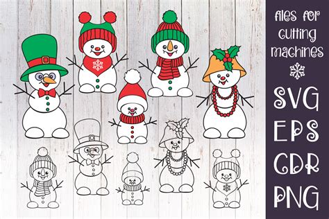 Snowman Family SVG set By Olga Belova | TheHungryJPEG