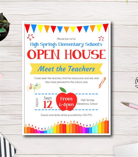 School Open House Flyer, Back to School Flyer Template, PTA, PTO ...