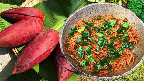 FRESH BANANA FLOWER (fry and vada ) prepared in my Village by my Mom |... | Cooking bananas ...