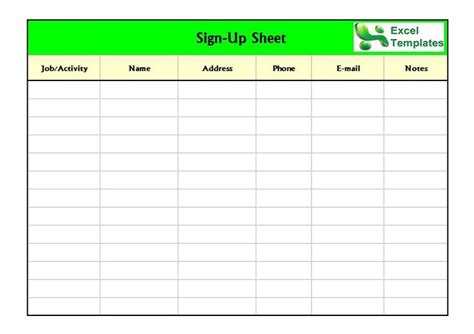 Sign-up Sheet Template 08 | Sign in sheet template, Sign in sheet, Excel templates business