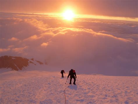 Sunrise on Mt. Rainier climb. | Places to go, Rainier, Sunrise