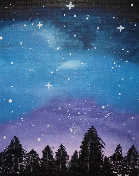 Stars night sky acrylic painting Night Sky Drawing, Night Sky Artwork ...