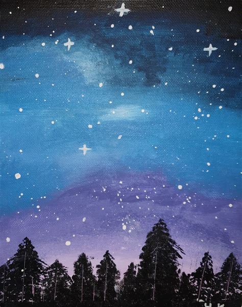 Stars night sky acrylic painting Night Sky Drawing, Night Sky Artwork ...