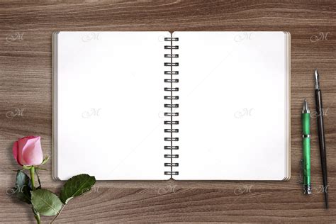 Spiral Notebook Opened Mock up. PSD & PNG