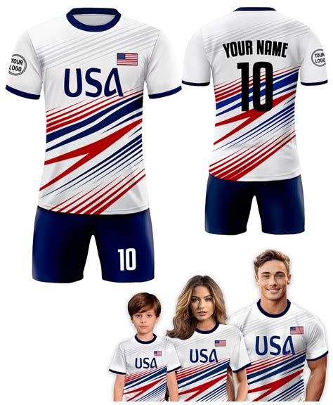 Custom USA Soccer Jersey for Men Women Youth Kid Shirt for Fans Player ...