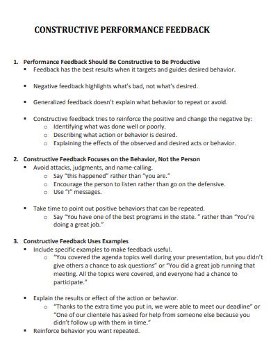 Constructive Feedback - 30+ Examples, How to Write, Format, PDF