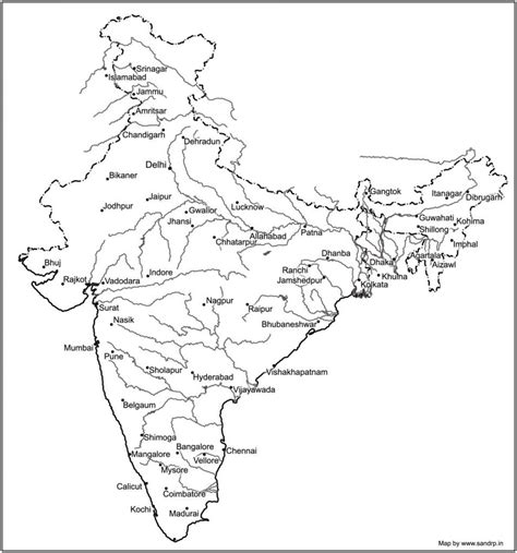 10 Rivers On Physical Map Of India - Map