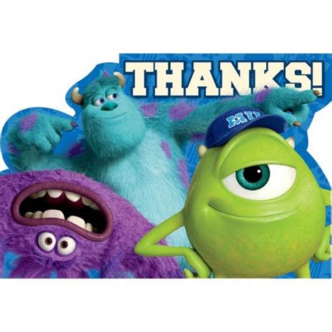 Monsters University Inc. Thank You Note Set w/ Envelopes (8ct ...