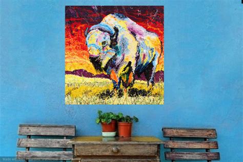 White Buffalo art Native American wall art great plains | Etsy