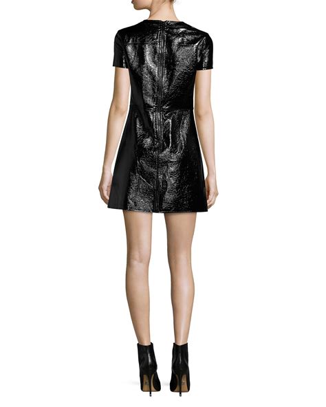 MICHAEL Michael Kors Short-sleeve Patent Leather Dress in Black - Lyst