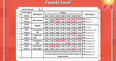 Contoh Roster Pengawas Ujian Nasional Format Excel - Materi Sekolah