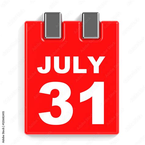 July 31. Calendar on white background. Stock Illustration | Adobe Stock