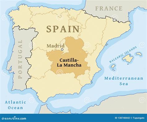 Mapa De Mancha Del La De Castilla Ilustración del Vector - Ilustración ...