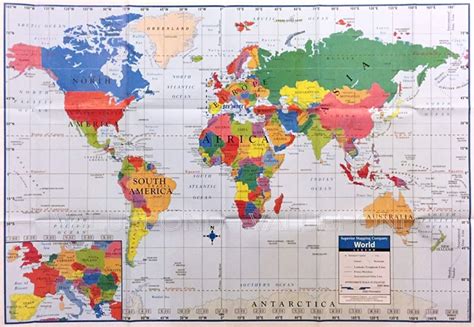 WORLD WALL MAP Large Poster 40x28 Learn Geography History Continents Countries - Geography & History