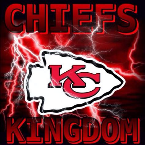 the kansas chiefs logo is shown in red and white with lightning behind it, which reads chiefs ...