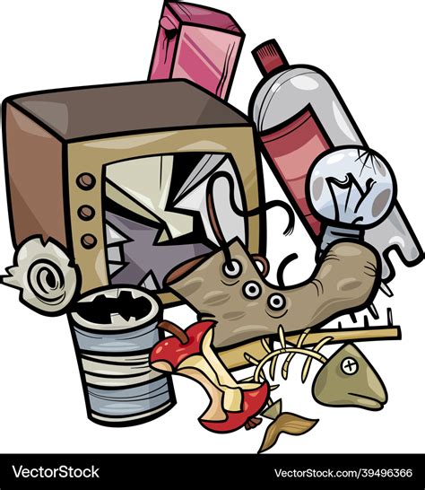 Rubbish objects clip art cartoon Royalty Free Vector Image