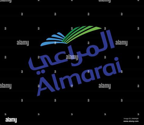 Almarai, rotated logo, black background Stock Photo - Alamy