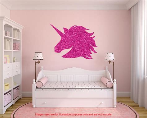 Glitter Unicorn Wall Decal, Large Unicorn Sticker, Unicorn Wall Sticker, Glitter Decals, Shiny ...