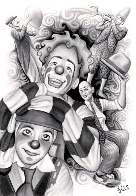 Circus Clowns Drawing by Kit Clock