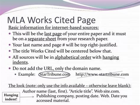 PPT - MLA Works Cited Page PowerPoint Presentation, free download - ID:6037861