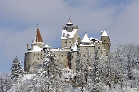 Bran Castle, Romania, Castle overview at winter