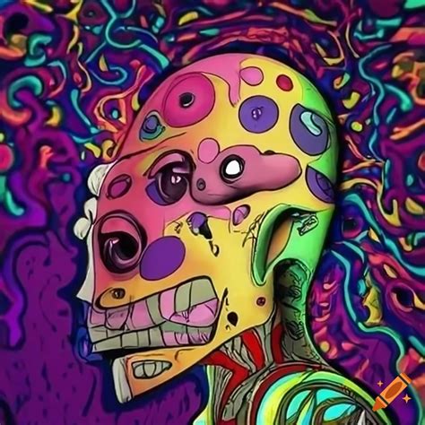 Trippy cartoon character illustration on Craiyon