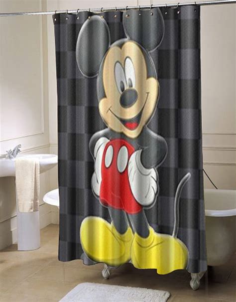 Disney Cartoon Minnie Mickey Mouse Waterproof Shower Curtain (AT)