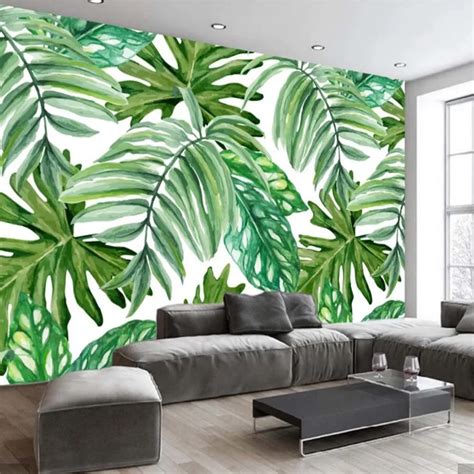 3D Nordic Tropical Leaves Wallpaper Mural Wall Paper Roll Living Room ...