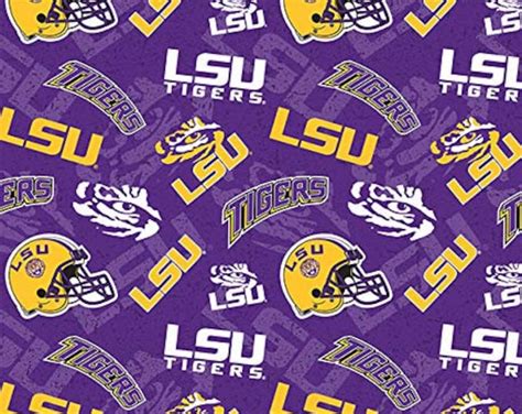 LSU Tigers Fabric by the Yard, Cotton LSU Tigers Fabric, Licensed ...