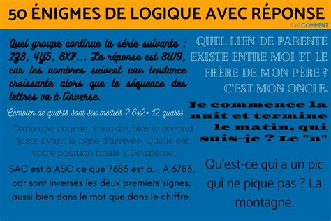 50 énigmes de LOGIQUE avec RÉPONSE - Pour petits et grands