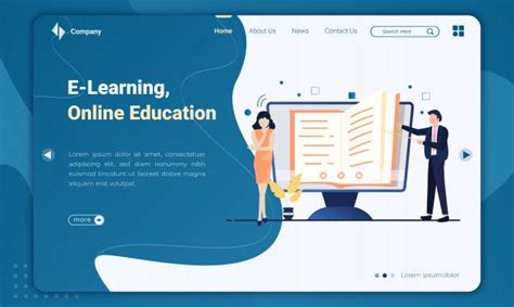 Flat Design E-learning Or Online Education Landing Page Template nel 2020