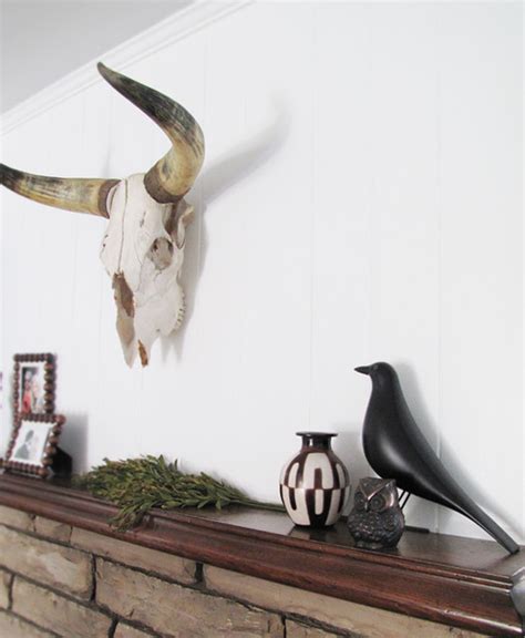 eames house bird+bronze owl+cow skull head+horns+decor+mantel | Flickr - Photo Sharing!