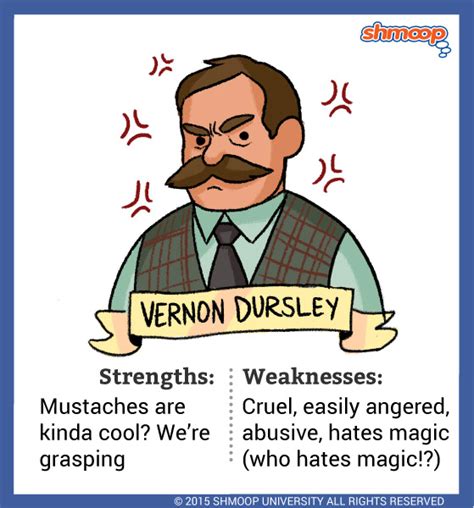 Vernon Dursley - Harry's Muggle uncle, Mr. Dursley, is described right out of the gate as "a big ...