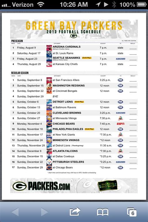 Packer schedule 2013 | Green bay packers, Packers schedule, Packers