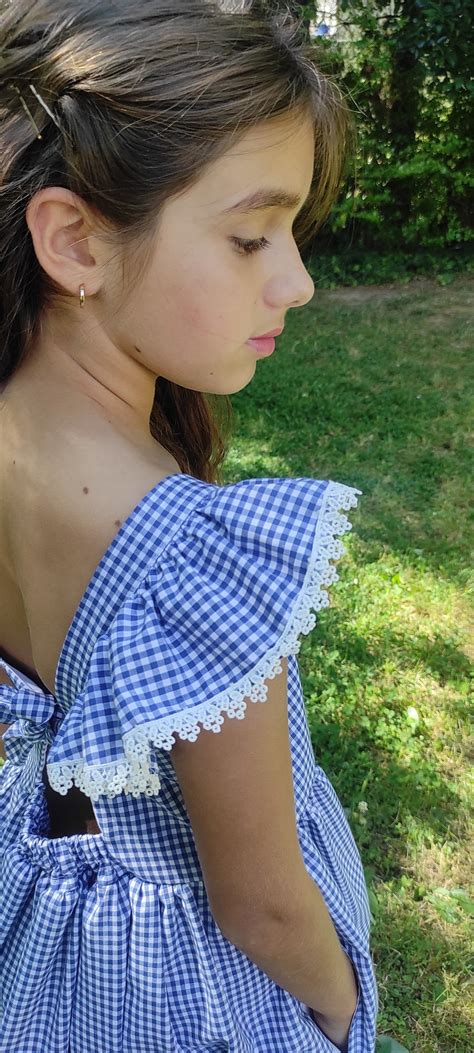 Blue checked dress - Happy Button Store