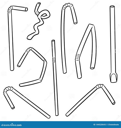 Vector set of straw stock vector. Illustration of drawn - 144520643