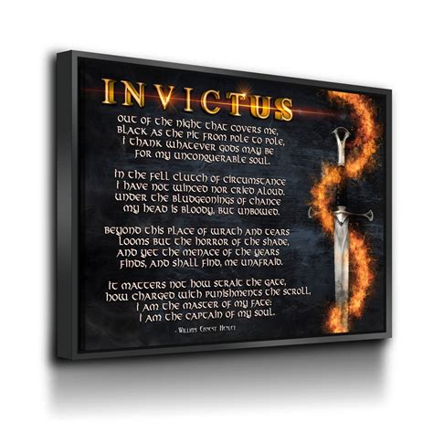 Invictus Poem Canvas Wall Art, William Ernest Henley Quote ...