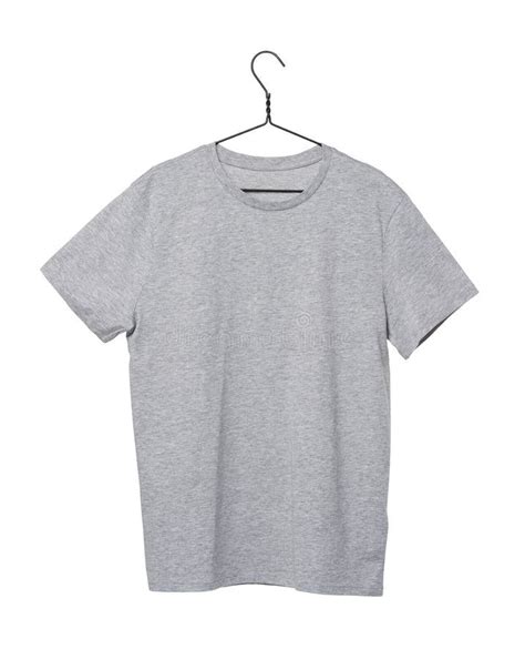 Grey T-shirt on the Clothes Hanger. Isolated Stock Image - Image of short, casual: 55615217