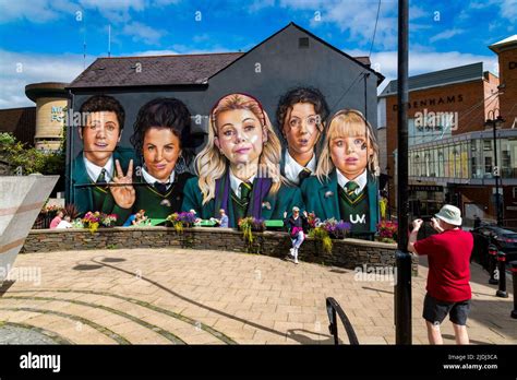 The Derry Girls Mural in Derry City, Northern Ireland Stock Photo - Alamy