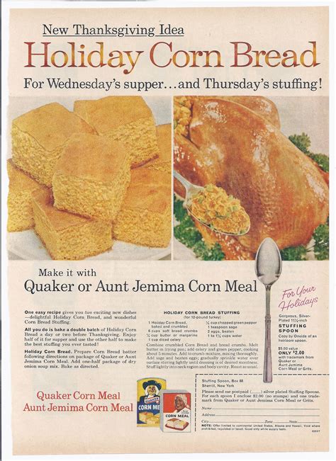 Recipes from Quaker Corn Meal and Aunt Jemima Corn Meal-Good Housekeeping November, 1957 ...