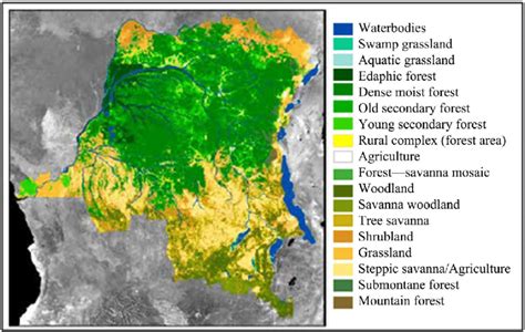 Map showing Democratic Republic of Congo forest cover. | Download ...