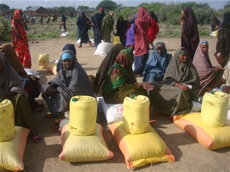 Southern Somalia, Middle Juba region, Jilib district. Female beneficiaries of a food ...