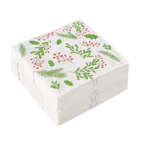 Cocktail Napkins - 100-Pack Disposable Paper Napkins, Christmas Holidays Dinner Party Supplies ...