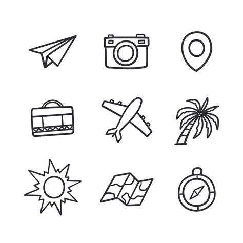 Hand drawn travel icons set with drawing style 14470526 Vector Art at Vecteezy