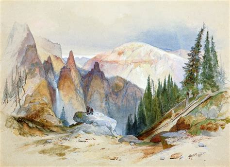 Tower Falls and Sulphur Mountain Yellowstone Painting | Thomas Moran Oil Paintings