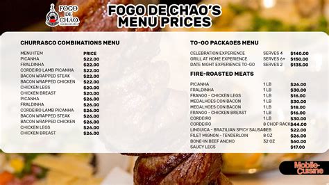 Updated Fogo de Chao Menu Prices on Everything (2024)