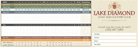 Scorecard - Lake Diamond Golf Country Club