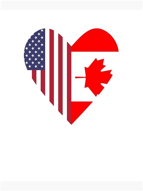 "Half Canada Flag Half USA Flag Love Heart" Metal Print for Sale by TrevelyanPrints | Redbubble